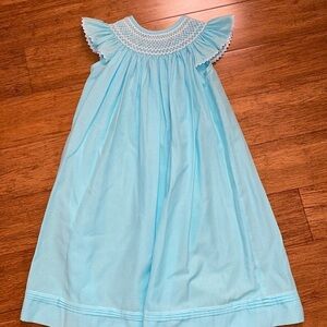 Stellybelly girls flutter sleeved smocked aqua Pearl dress in size 6 NWOT